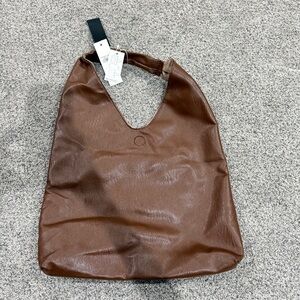NWT! Isabelle PETA Approved Vegan Leather Brown Beige Reversible Hobo Bag